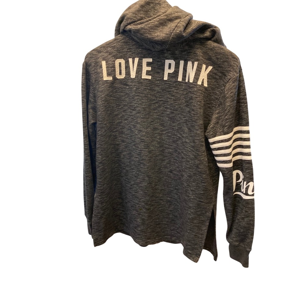 PINK Victoria's Secret Full Zip Hoodie Charcoal Grey Marl Love Pink XS
